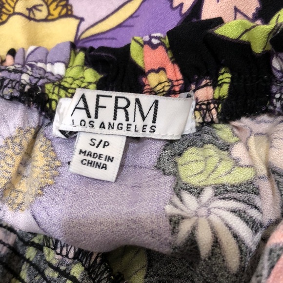 AFRM Noir Summer Bouquet Dress Size Small Black Floral Puff Sleeve Mini - Picture 5 of 10